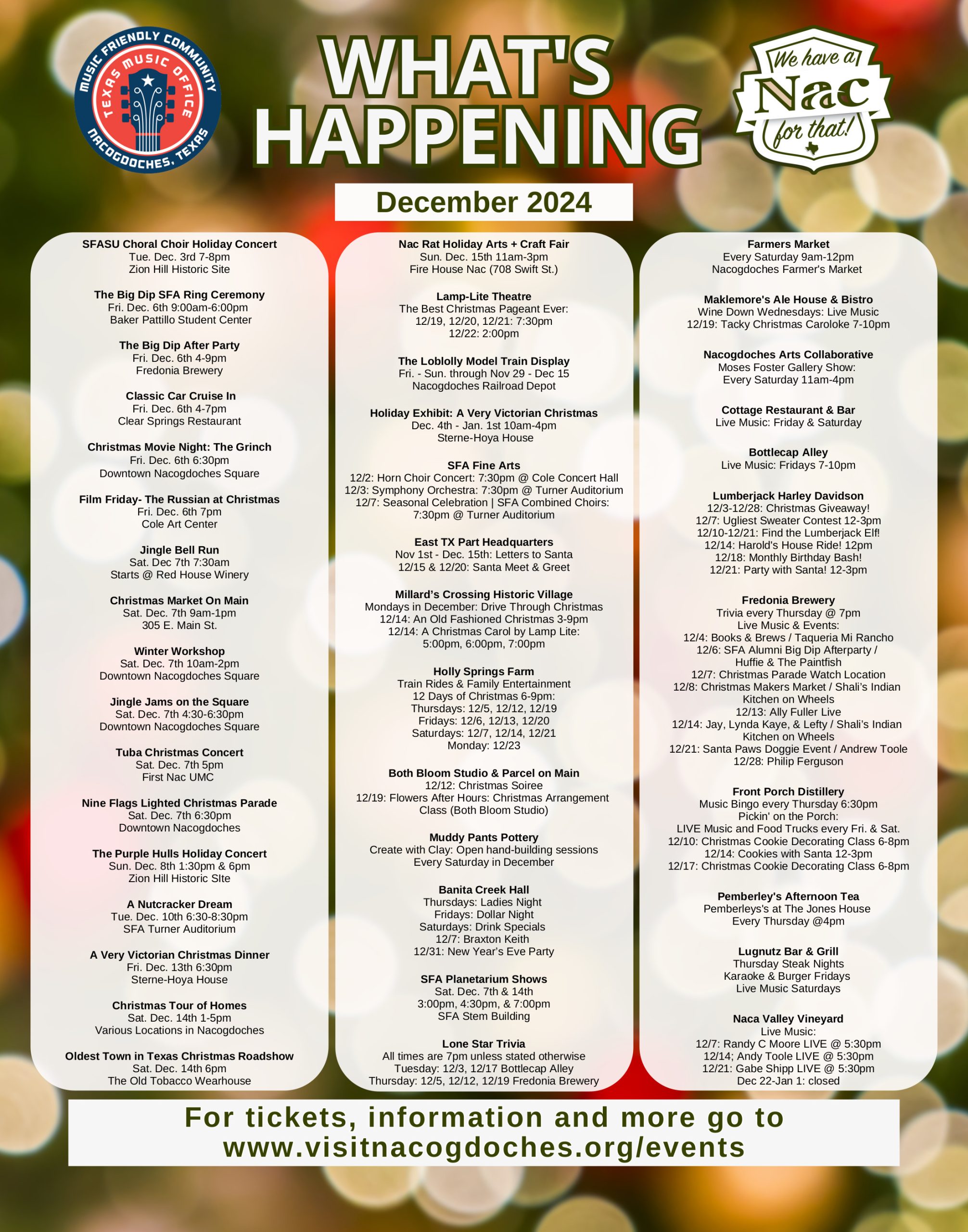 Nac Event Whats Happening NAC December | NacNewsNow.com